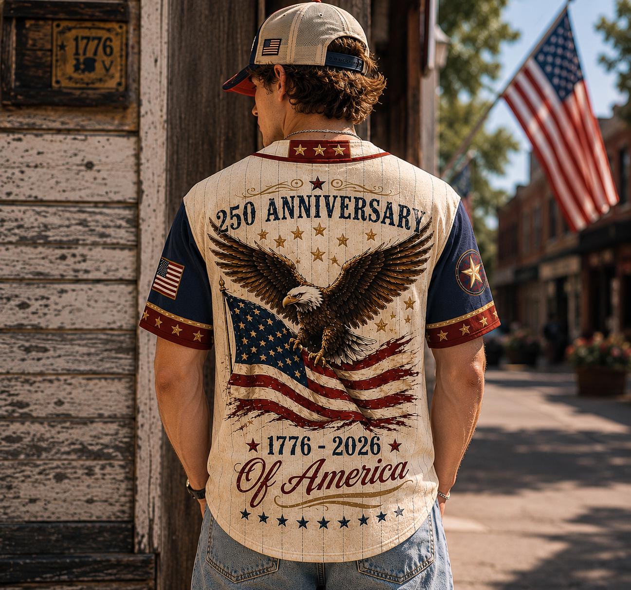 USA 250th Anniversary Baseball Jersey, America 1776-2026 Patriotic Jersey, Fourth of July Baseball Shirt