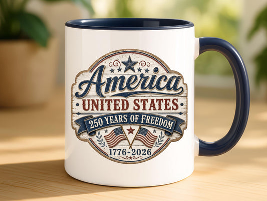 America 250th Anniversary Mug 1776-2026 United States Semiquincentennial Celebration Patriotic Veteran Gift Made in the USA 4th Of July Cup