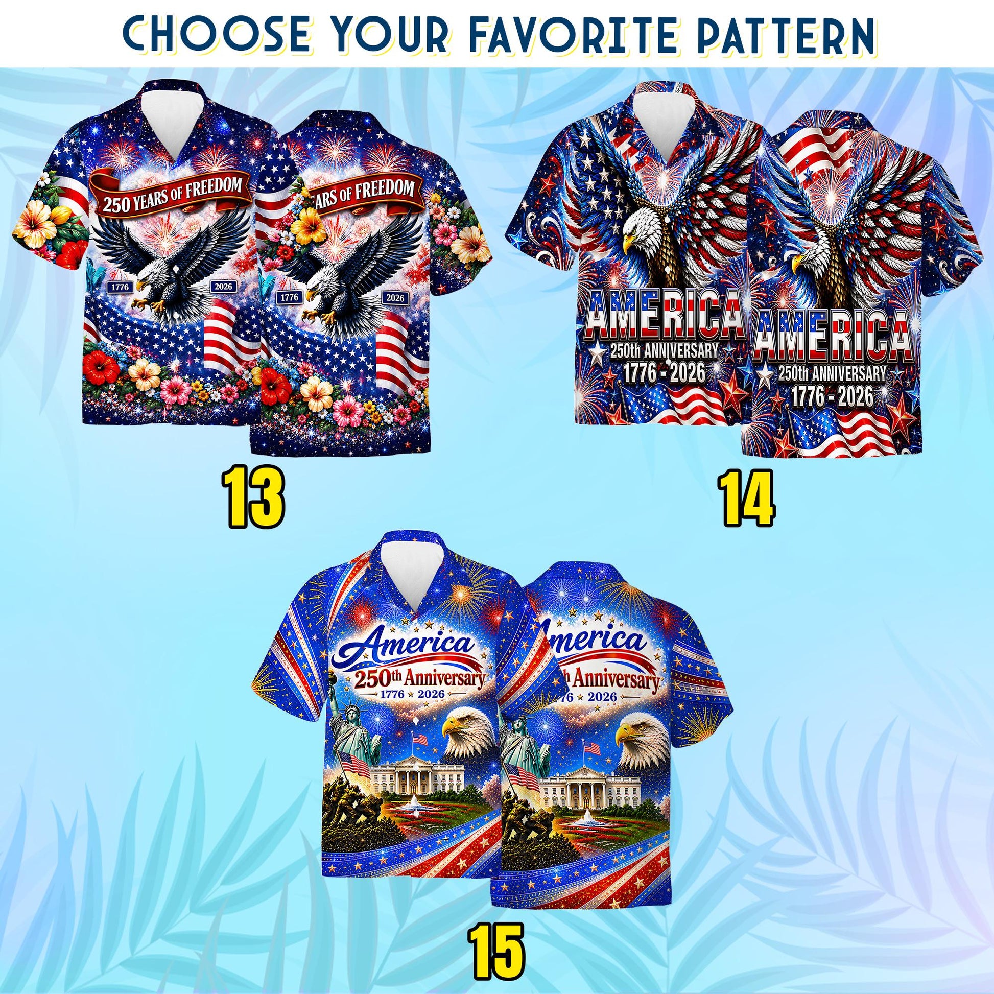 250th Anniversary of America Hawaiian Shirt, Patriotic Eagle Print, 1776-2026 Freedom Style, Independence Day Shirt Gifts for Father's Day