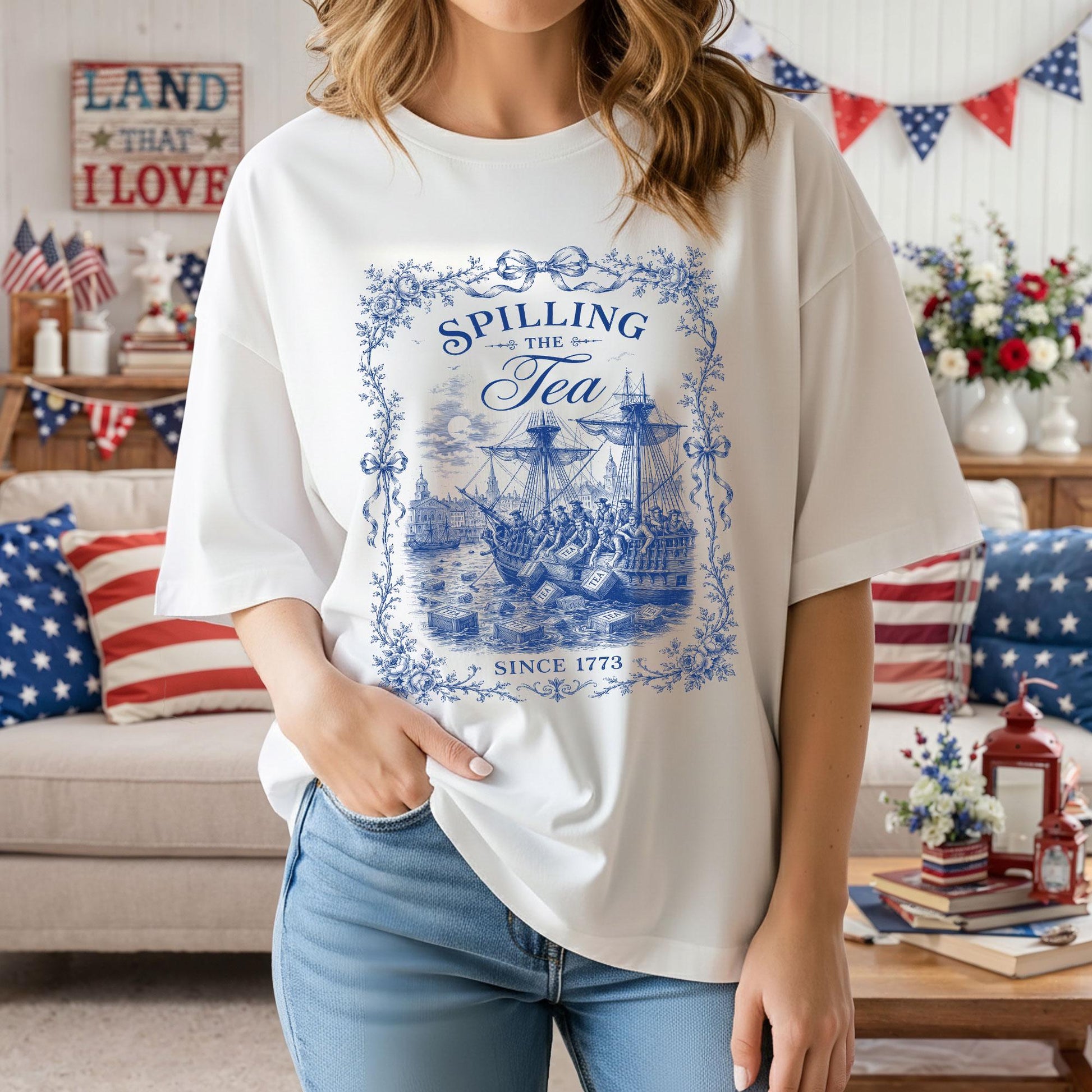 Spilling The Tea Since 1773 Shirt, Funny 4th of July Tee, Boston Tea Party Patriotic Shirt, Americana Clothing, USA Independence Day Gift