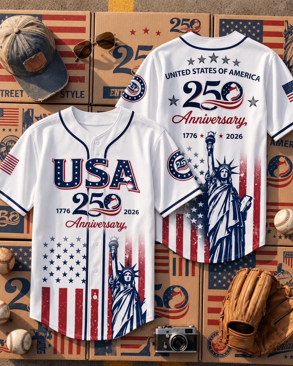 Independence Day Baseball Jersey, Personalized Youth Patriotic Shirt, America Birthday Gift