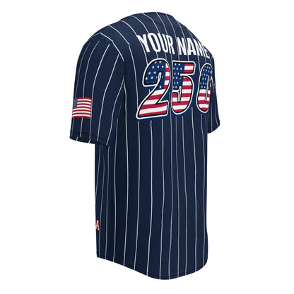 Personalized USA 250th Baseball Jersey, Red White and Blue, Custom Patriotic Shirt, Independence Day Apparel, 4th of July