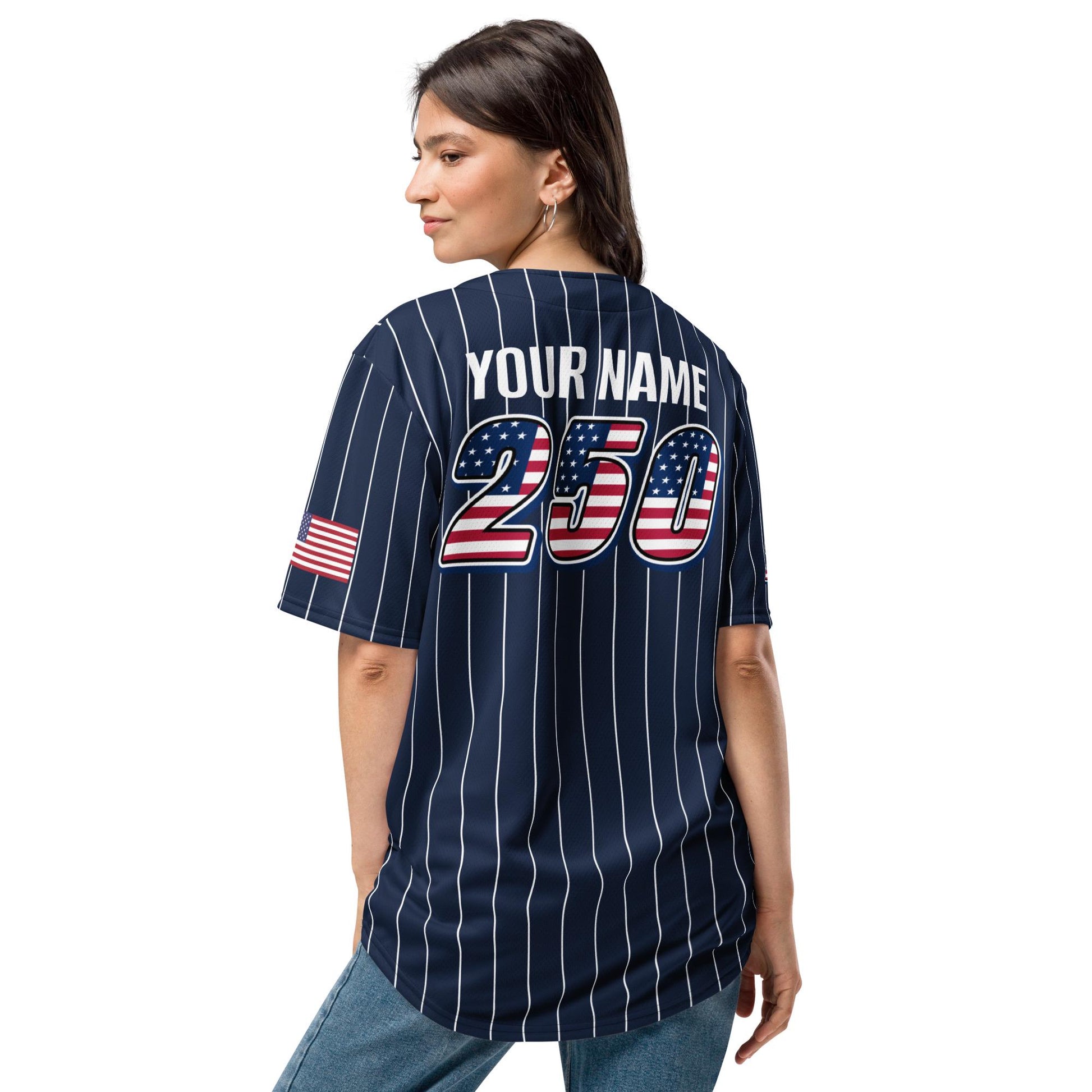 Personalized USA 250th Baseball Jersey, Red White and Blue, Custom Patriotic Shirt, Independence Day Apparel, 4th of July