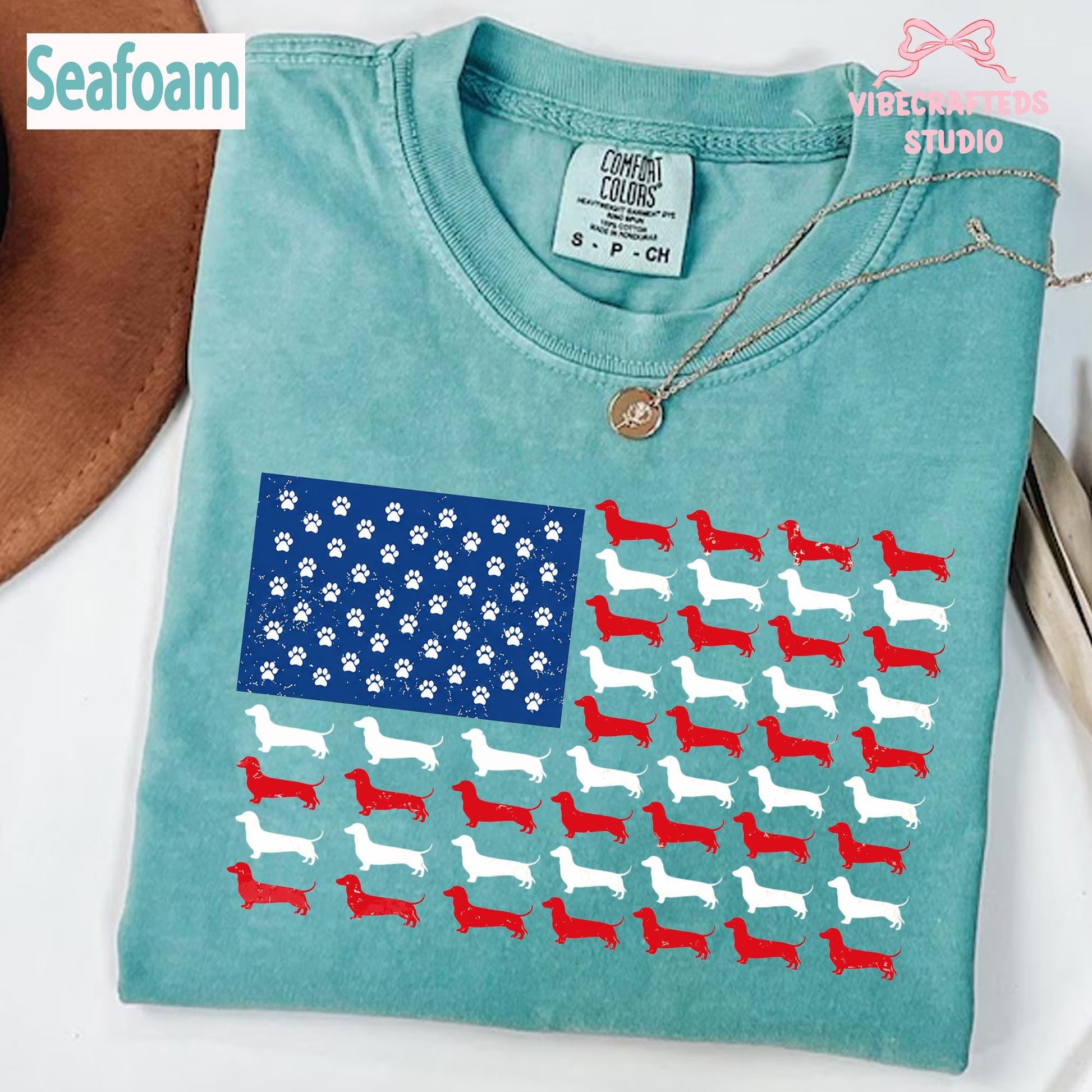 Dachshund American Flag Unisex Comfort Colors Shirt, Patriotic Wiener Dog USA Tee, Distressed Doxie 4th Of July Shirt,Funny Sausage Dog Gift