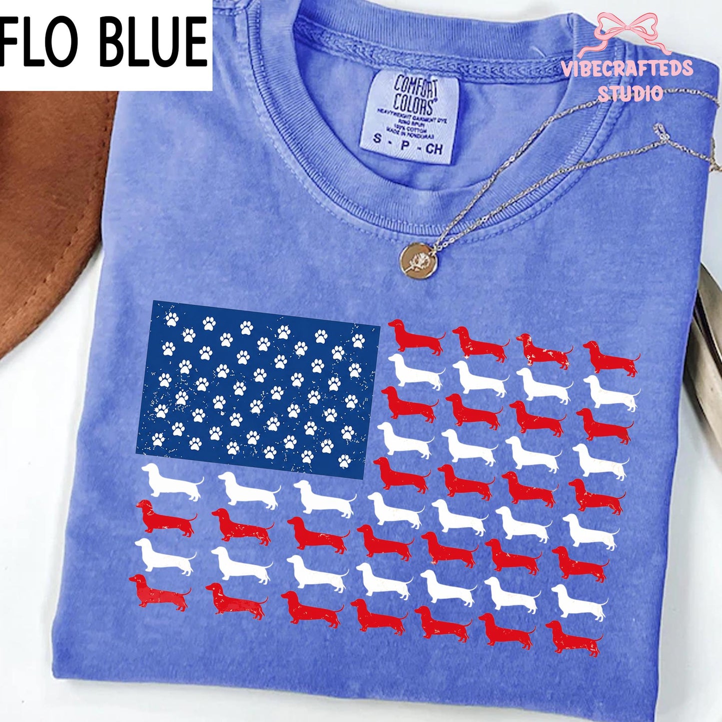 Dachshund American Flag Unisex Comfort Colors Shirt, Patriotic Wiener Dog USA Tee, Distressed Doxie 4th Of July Shirt,Funny Sausage Dog Gift