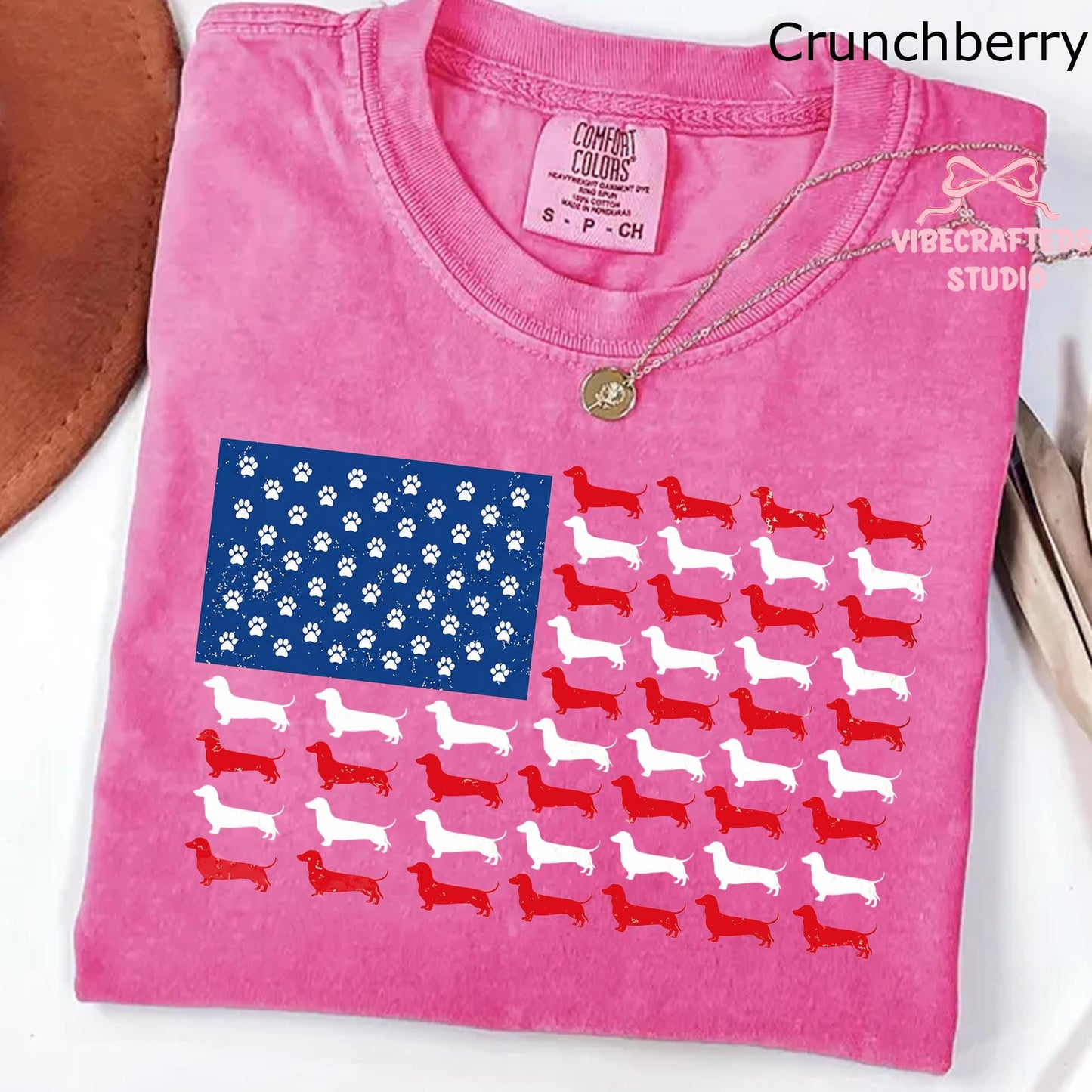 Dachshund American Flag Unisex Comfort Colors Shirt, Patriotic Wiener Dog USA Tee, Distressed Doxie 4th Of July Shirt,Funny Sausage Dog Gift