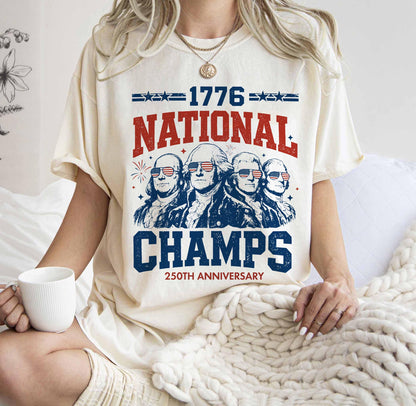 1776 National Champs Shirt, Vintage Washington Tee, Funny Founding Fathers T-Shirt, Patriotic Sports Parody 250th Anniversary Top