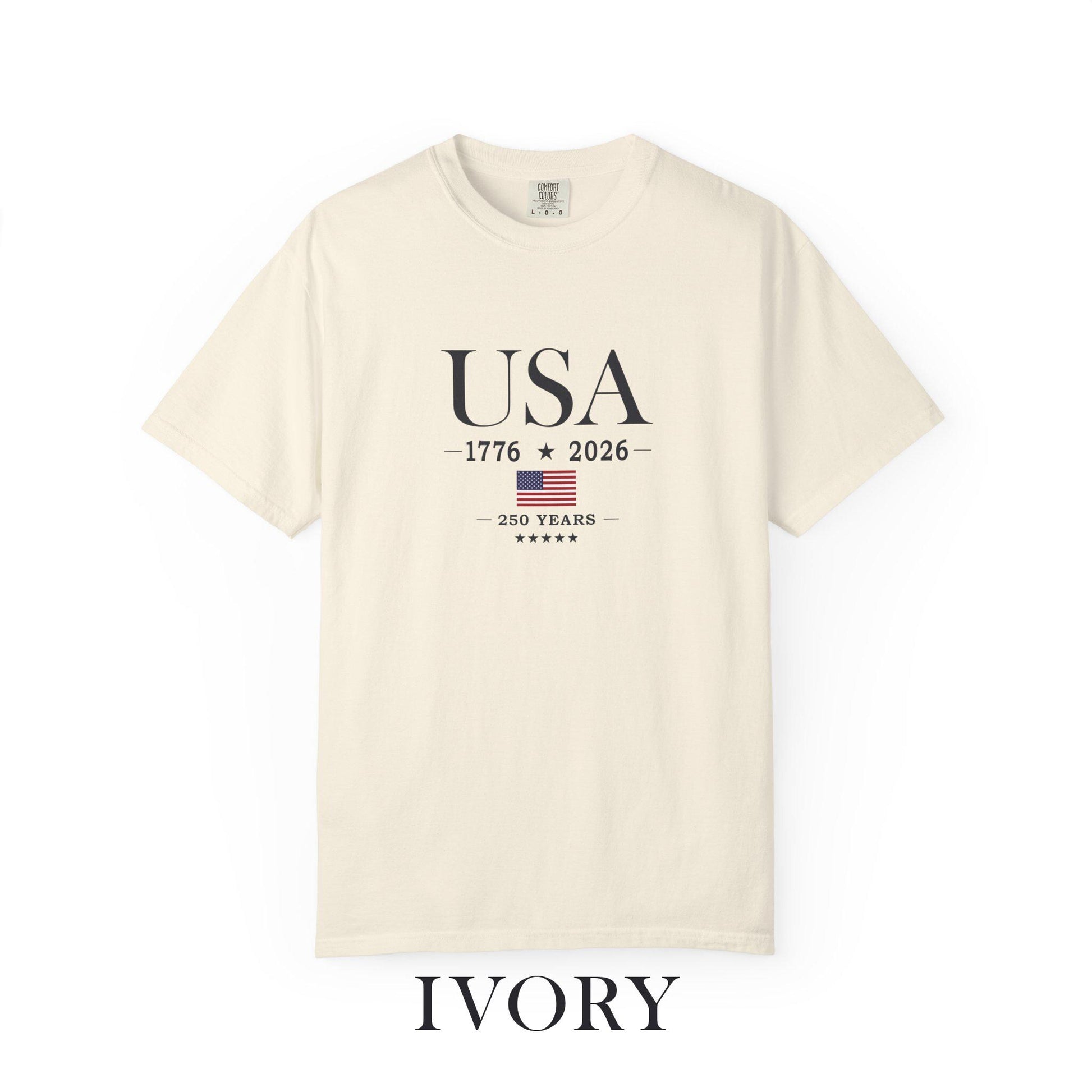USA 250 Years Comfort Colors Shirt, America 250th Anniversary Tee, Patriotic Graphic T-Shirt, Fourth of July Shirt, USA 1776 2026 Tee
