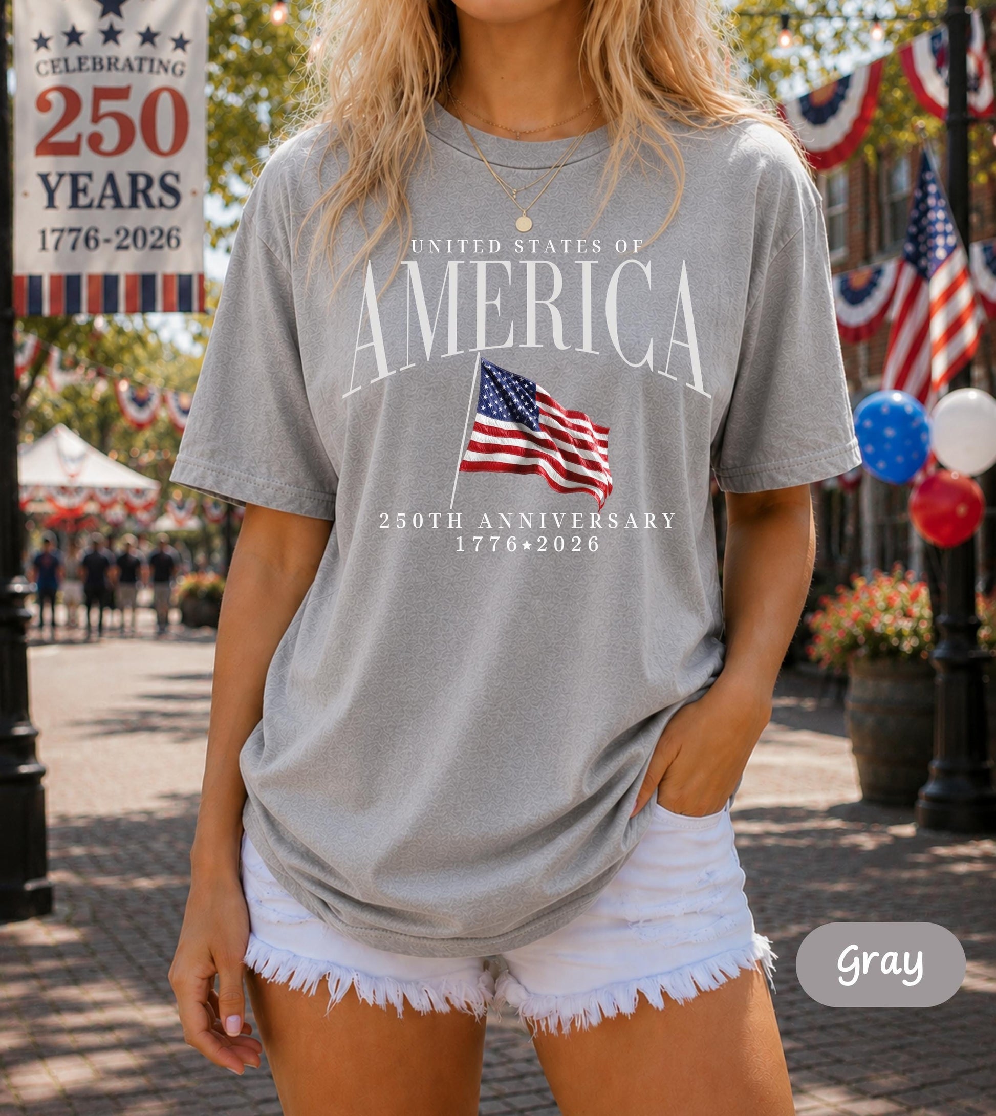 America's Semiquincentennial Shirt,USA 250th Anniversary T-Shirt, Patriotic Graphic Tee,Vintage Style 4th of July T-Shirt, Summer Gift CC001