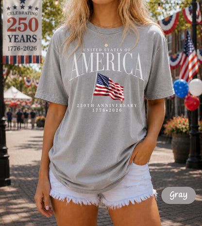 America's Semiquincentennial Shirt,USA 250th Anniversary T-Shirt, Patriotic Graphic Tee,Vintage Style 4th of July T-Shirt, Summer Gift CC001