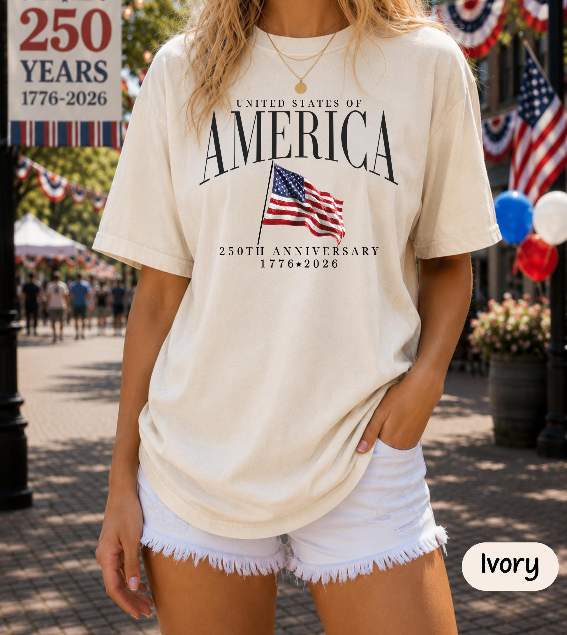 America's Semiquincentennial Shirt,USA 250th Anniversary T-Shirt, Patriotic Graphic Tee,Vintage Style 4th of July T-Shirt, Summer Gift CC001