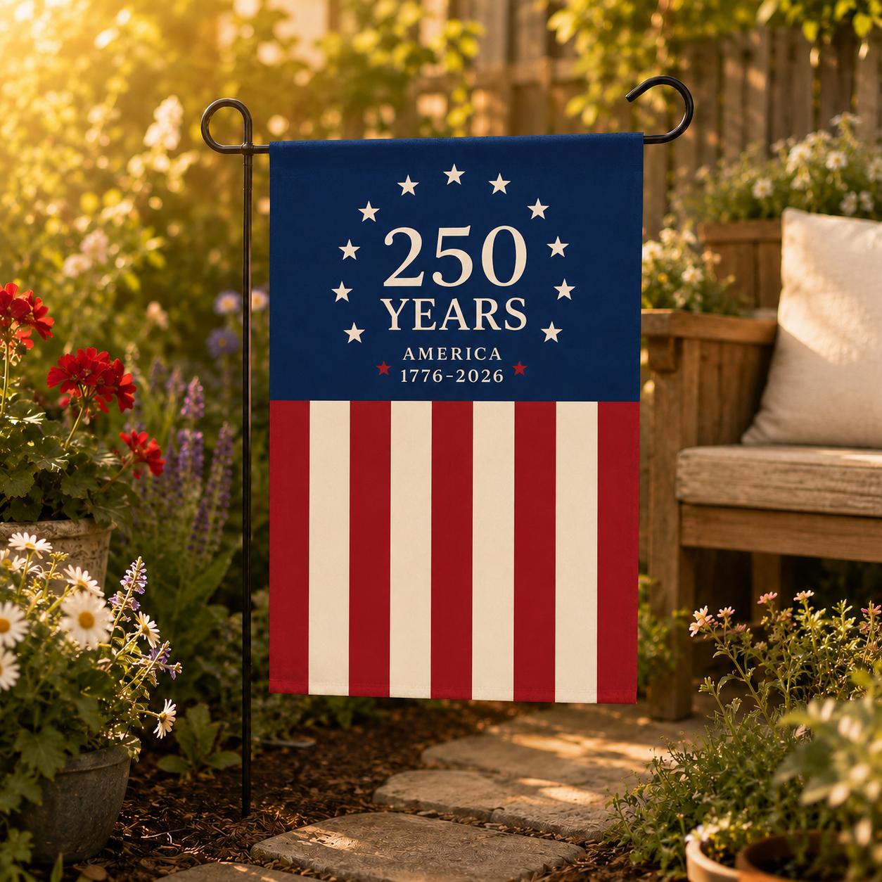 America 250th Anniversary Garden Flag, Patriotic Independence Day Flag, 1776-2026 Outdoor Yard Decor, USA Flag