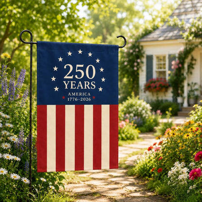 America 250th Anniversary Garden Flag, Patriotic Independence Day Flag, 1776-2026 Outdoor Yard Decor, USA Flag