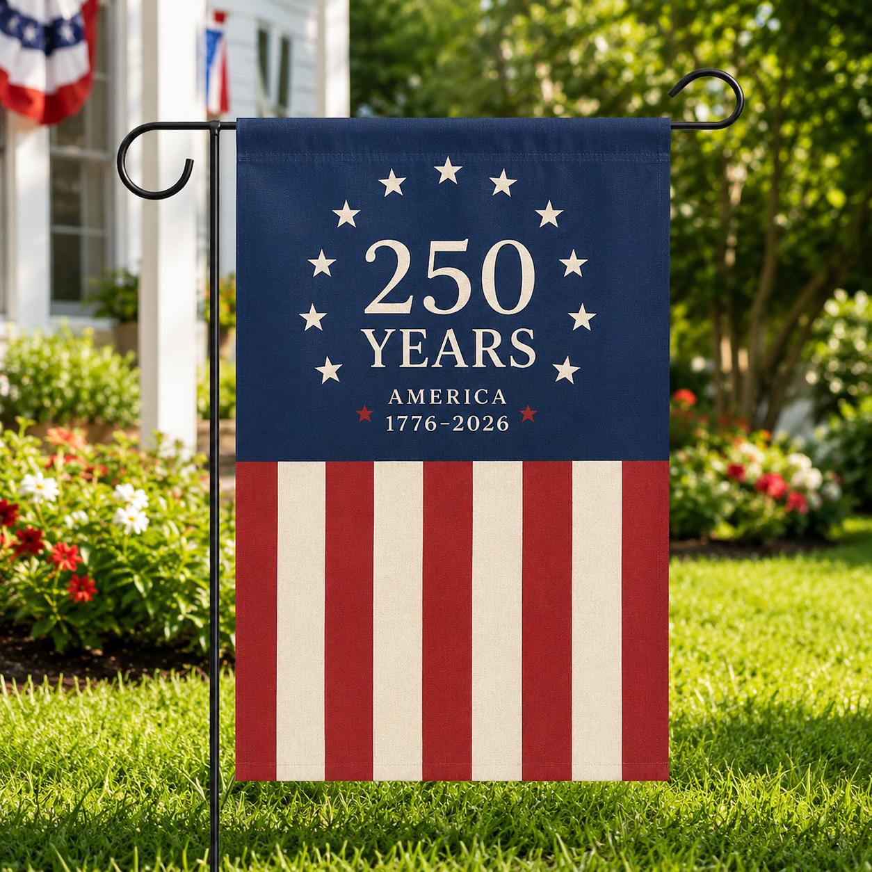 America 250th Anniversary Garden Flag, Patriotic Independence Day Flag, 1776-2026 Outdoor Yard Decor, USA Flag