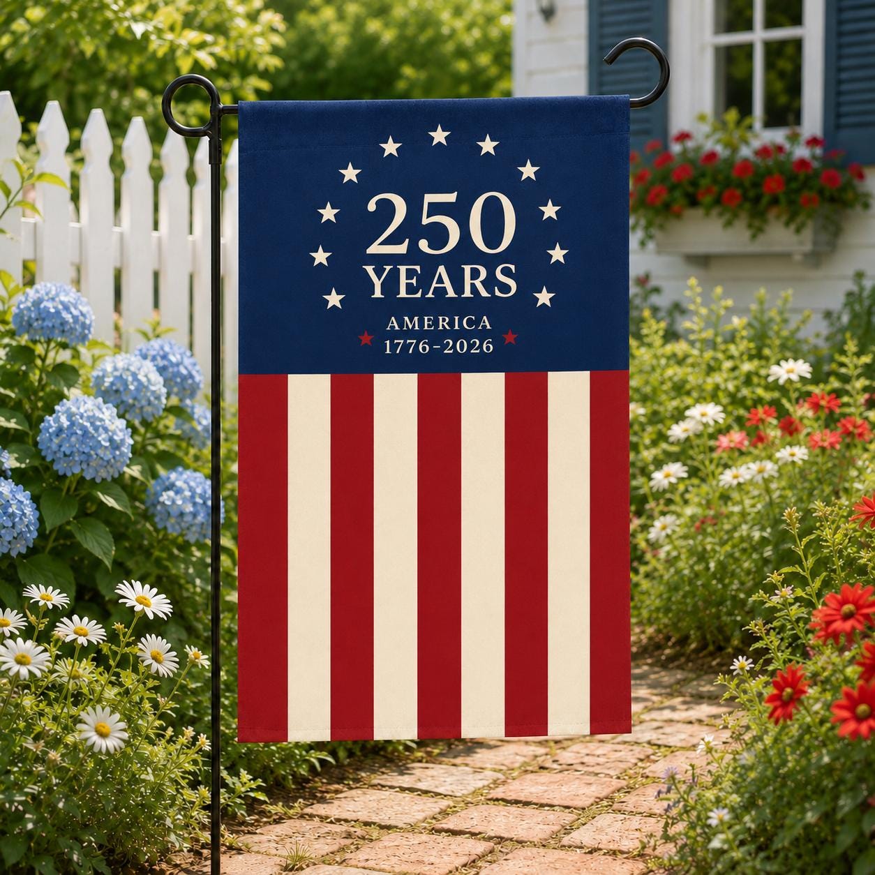 America 250th Anniversary Garden Flag, Patriotic Independence Day Flag, 1776-2026 Outdoor Yard Decor, USA Flag