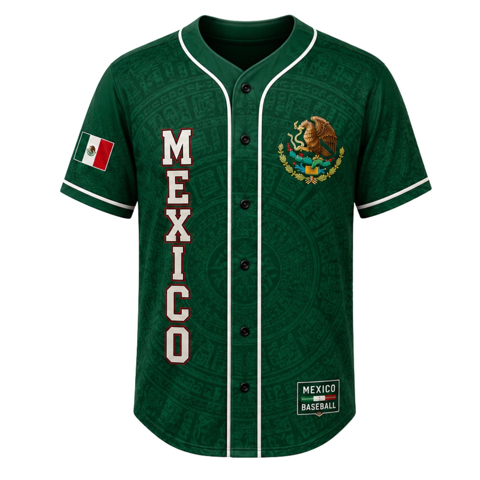 Customizable Mexico Flag Baseball Jersey, Patriotic Button Up Shirt