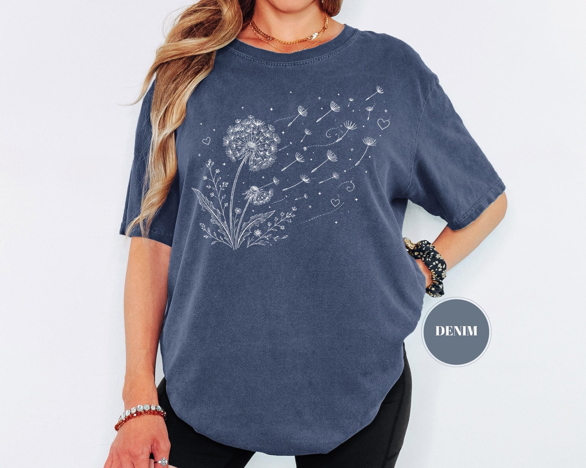 Dandelion Wildflower Comfort Colors® T-Shirt, Boho Floral Tshirt, Wish Flower Graphic Tee, Cottagecore Nature Gift, Whimsical Botanical Top