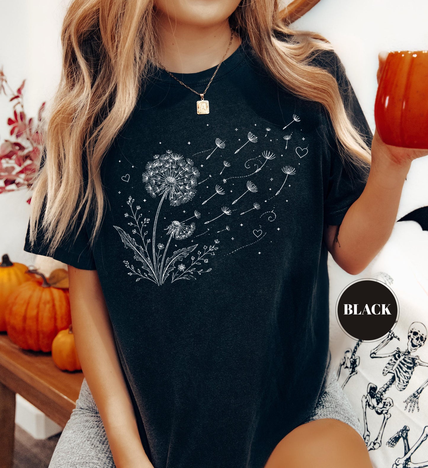 Dandelion Wildflower Comfort Colors® T-Shirt, Boho Floral Tshirt, Wish Flower Graphic Tee, Cottagecore Nature Gift, Whimsical Botanical Top