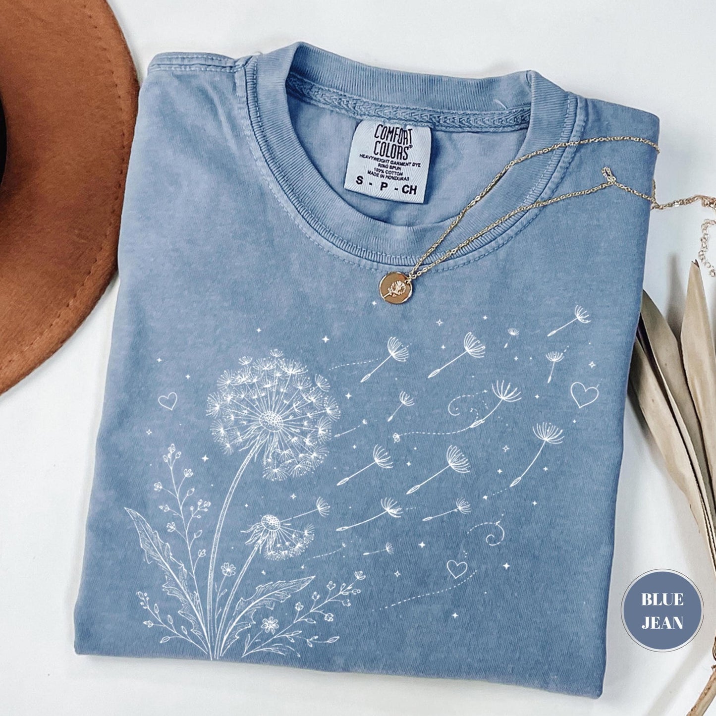 Dandelion Wildflower Comfort Colors® T-Shirt, Boho Floral Tshirt, Wish Flower Graphic Tee, Cottagecore Nature Gift, Whimsical Botanical Top