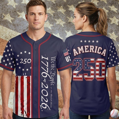 Custom 250 Years We The People Baseball Jersey 1776-2026, 4th of July Gift, Patriotic Gift