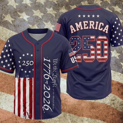 Custom 250 Years We The People Baseball Jersey 1776-2026, 4th of July Gift, Patriotic Gift
