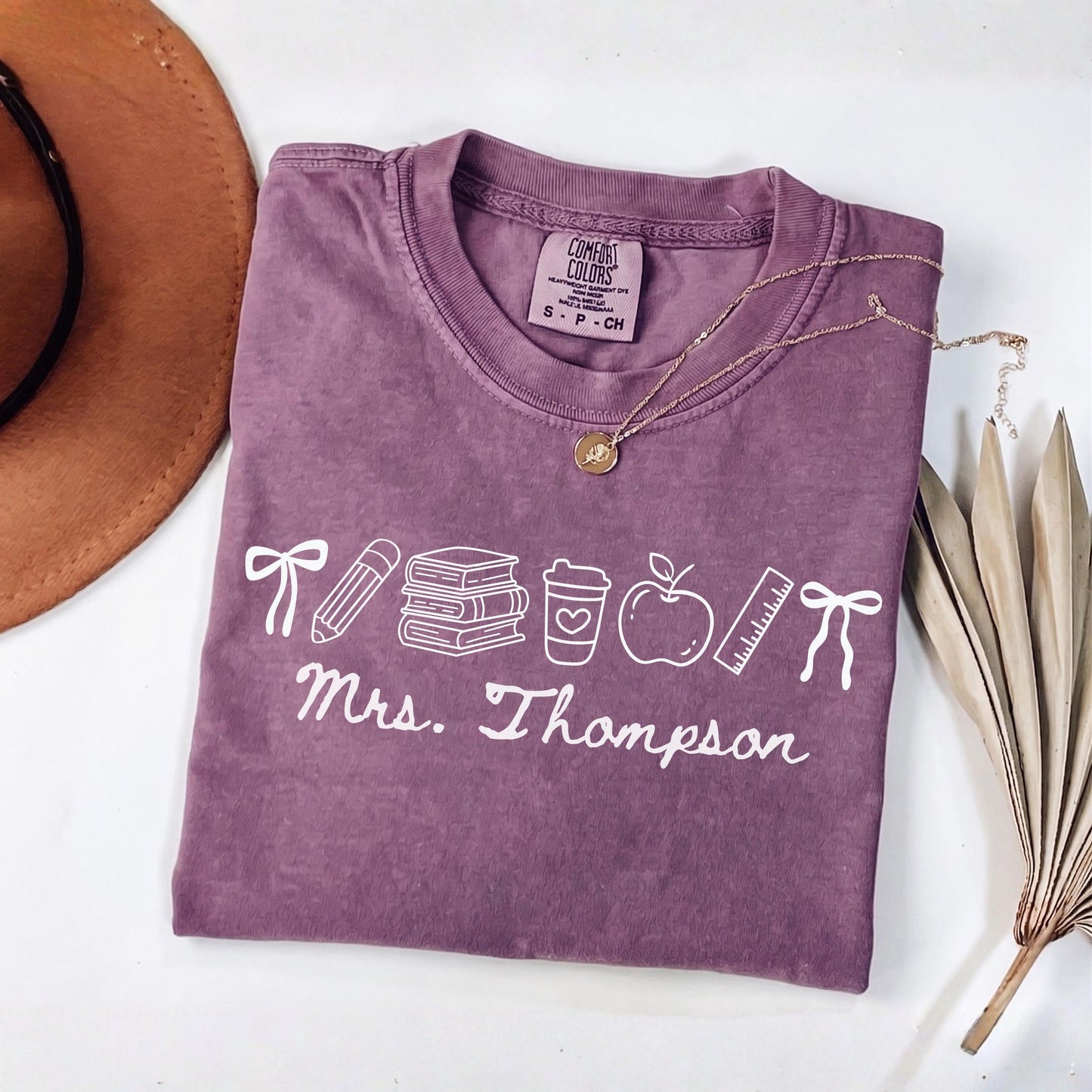 Comfort Colors® Custom Name Teacher Shirt, Coquette Personalized Teacher Gift For New Teacher Appreciation Day
