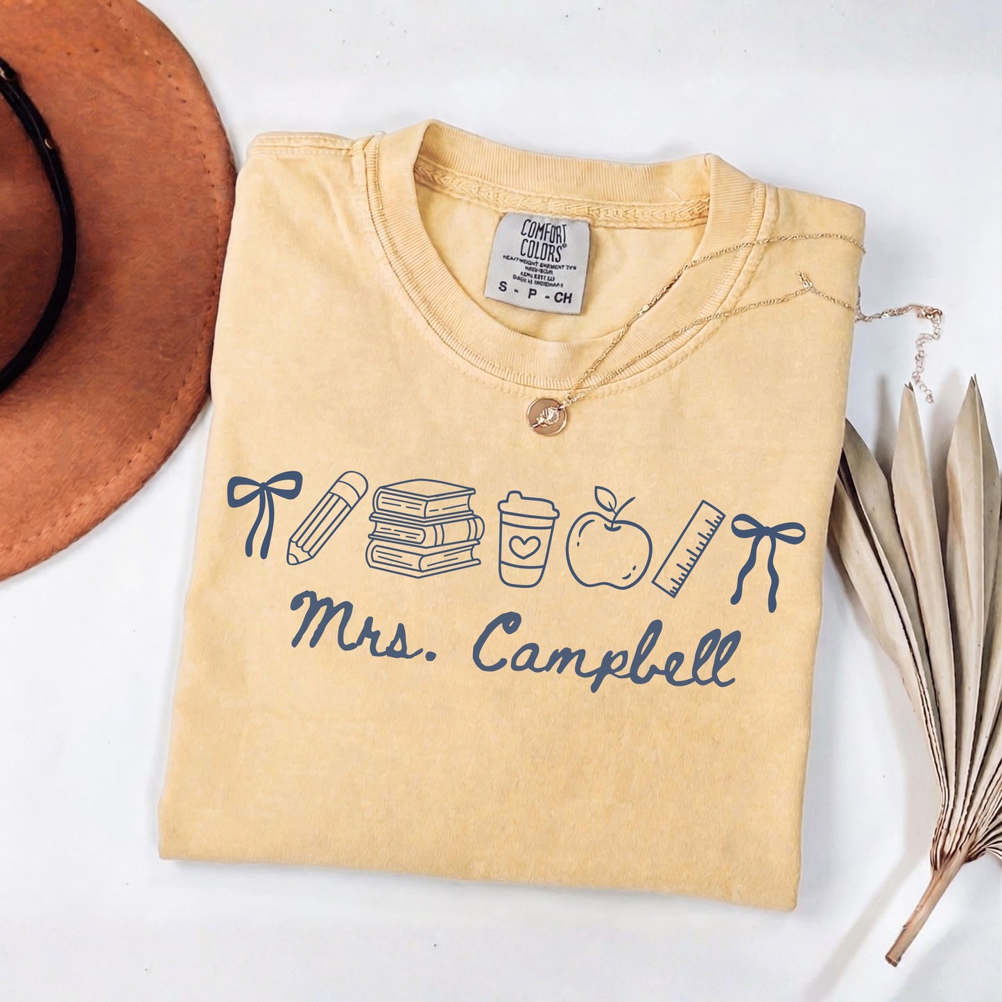 Comfort Colors® Custom Name Teacher Shirt, Coquette Personalized Teacher Gift For New Teacher Appreciation Day