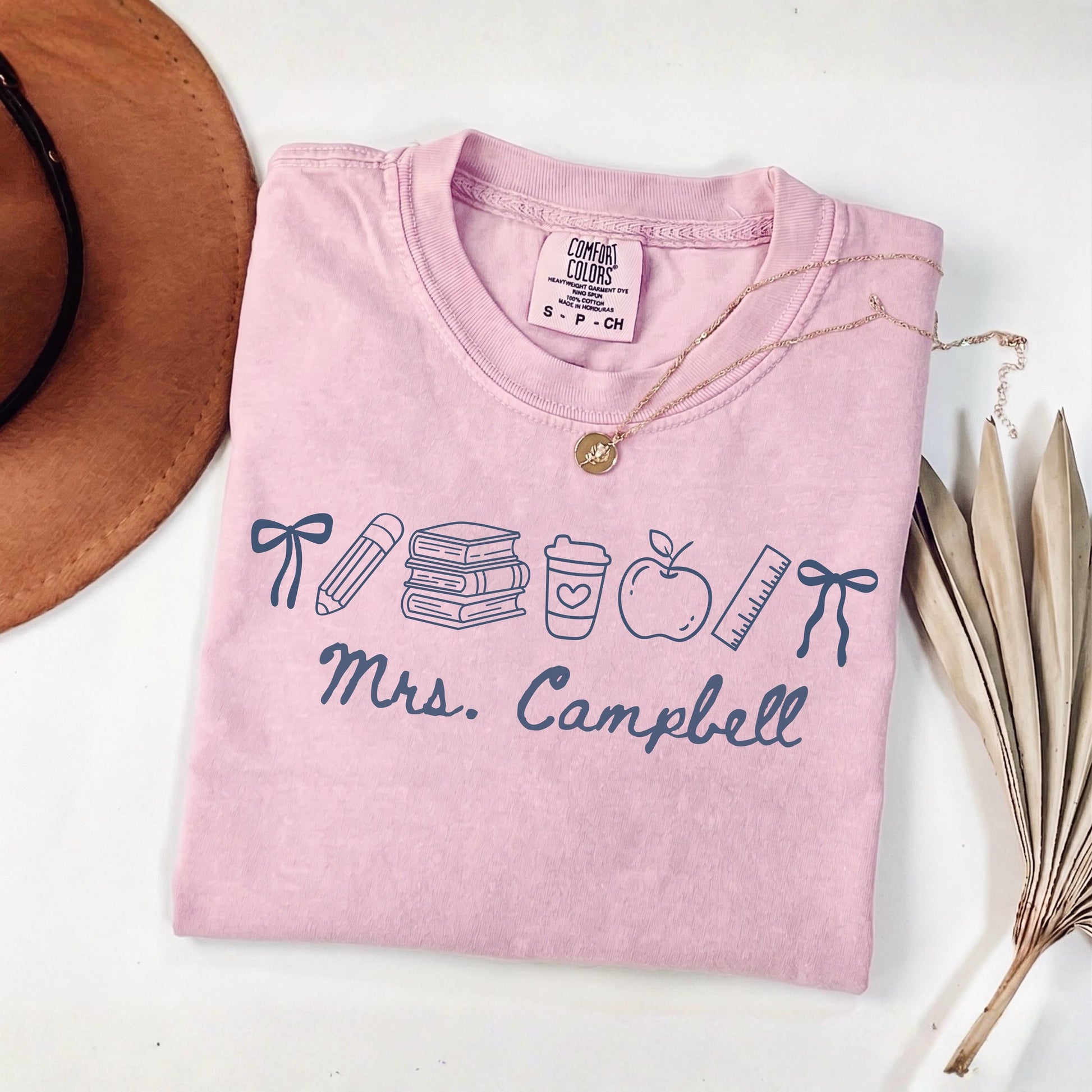Comfort Colors® Custom Name Teacher Shirt, Coquette Personalized Teacher Gift For New Teacher Appreciation Day