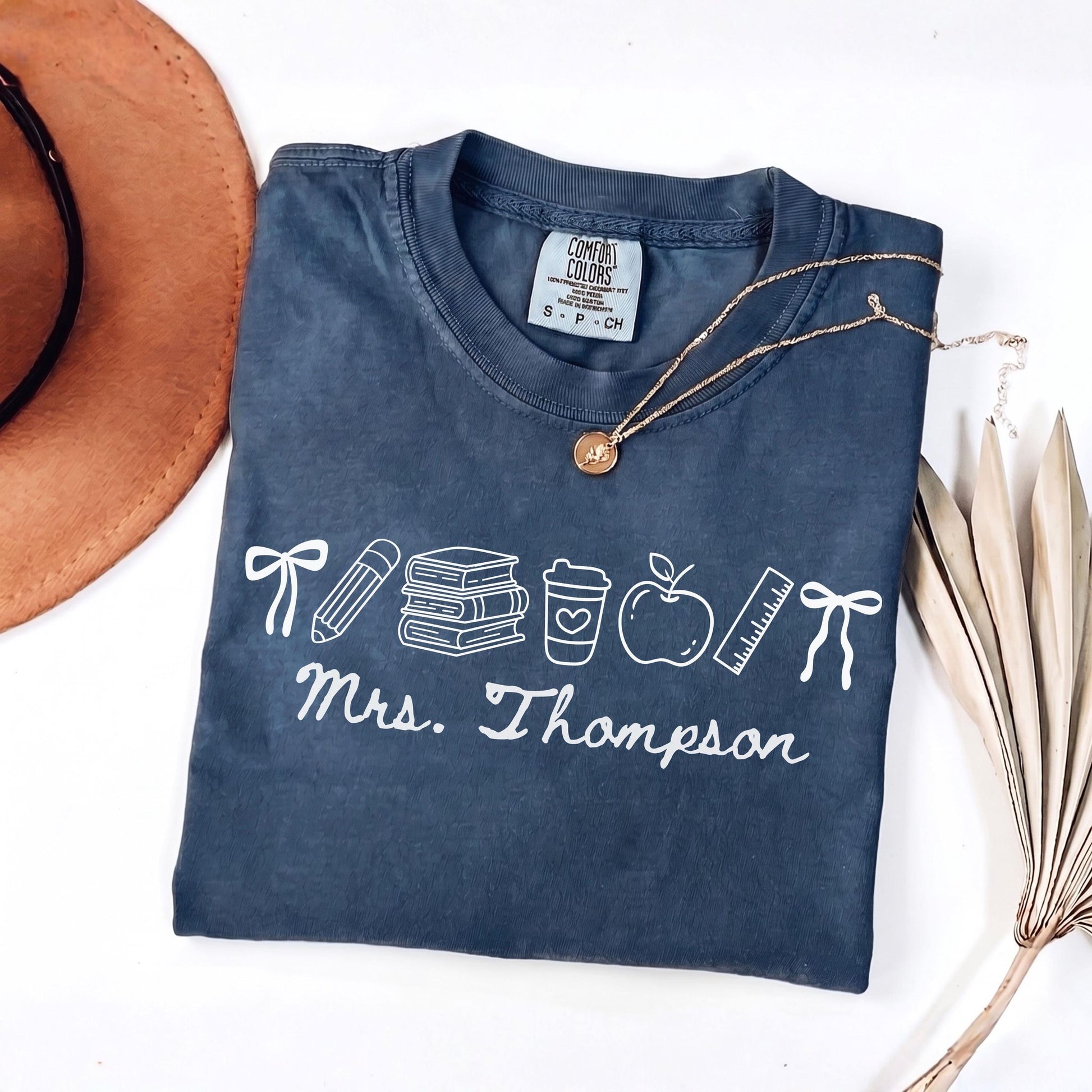 Comfort Colors® Custom Name Teacher Shirt, Coquette Personalized Teacher Gift For New Teacher Appreciation Day