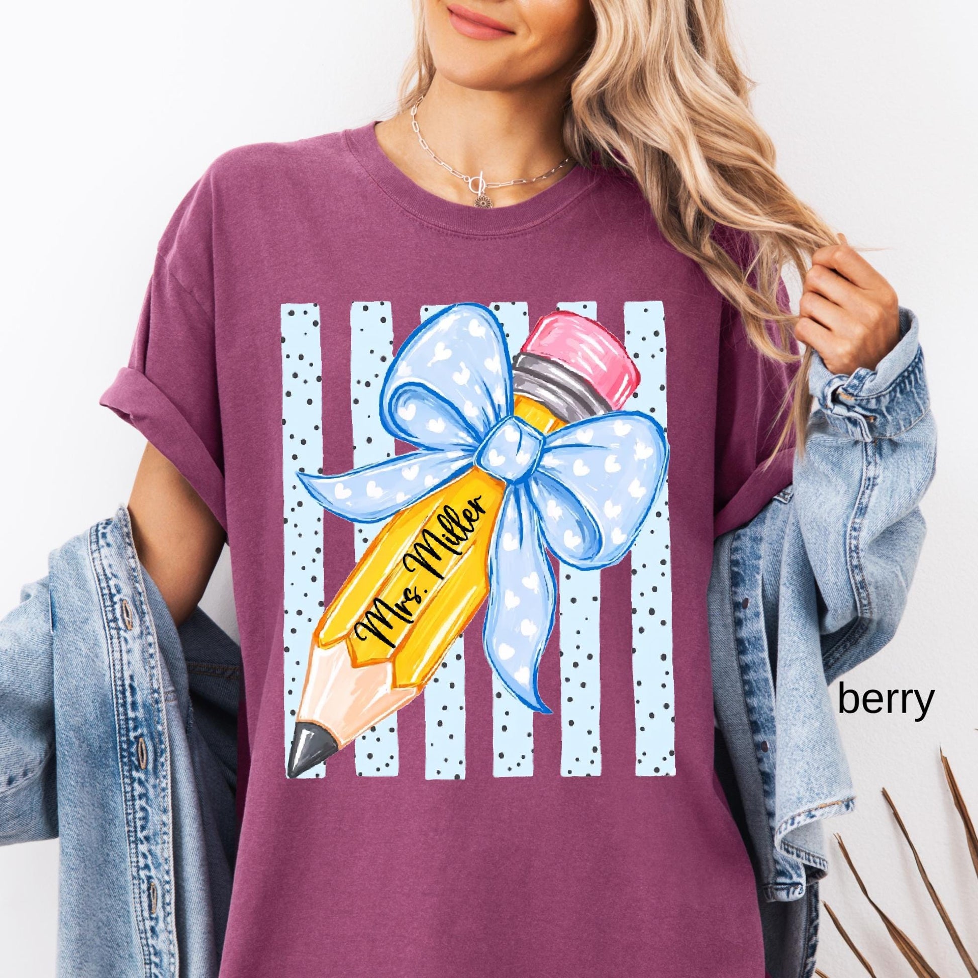 Comfort Colors© Personalized Teacher Shirt, Custom Name Teacher Tee, Floral Coquette Teacher Gift, Back To School Shirt Kindergarten Teacher