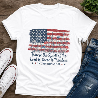 Christian Patriotic Shirt, Vintage USA Flag Bible Verse Tee, Freedom Scripture 4th of July Graphic Shirt