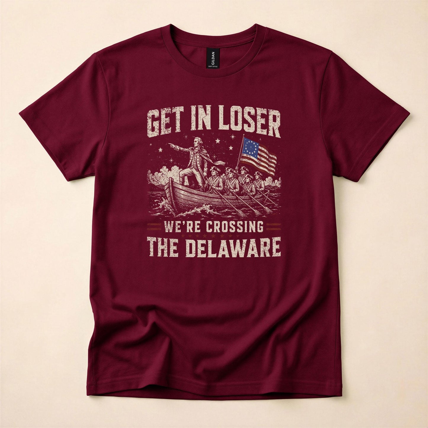 Get In Loser We're Crossing The Delaware Shirt, Funny George Washington Tee, 4th of July 250th Anniversary T-Shirt, Patriotic History Meme