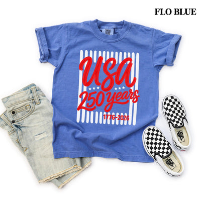 Comfort Colors USA Shirt America 250th Anniversary Semiquincentennial Gift USA 250 Years 4th of July Tshirt US 250 Years foj T-Shirt for Kid