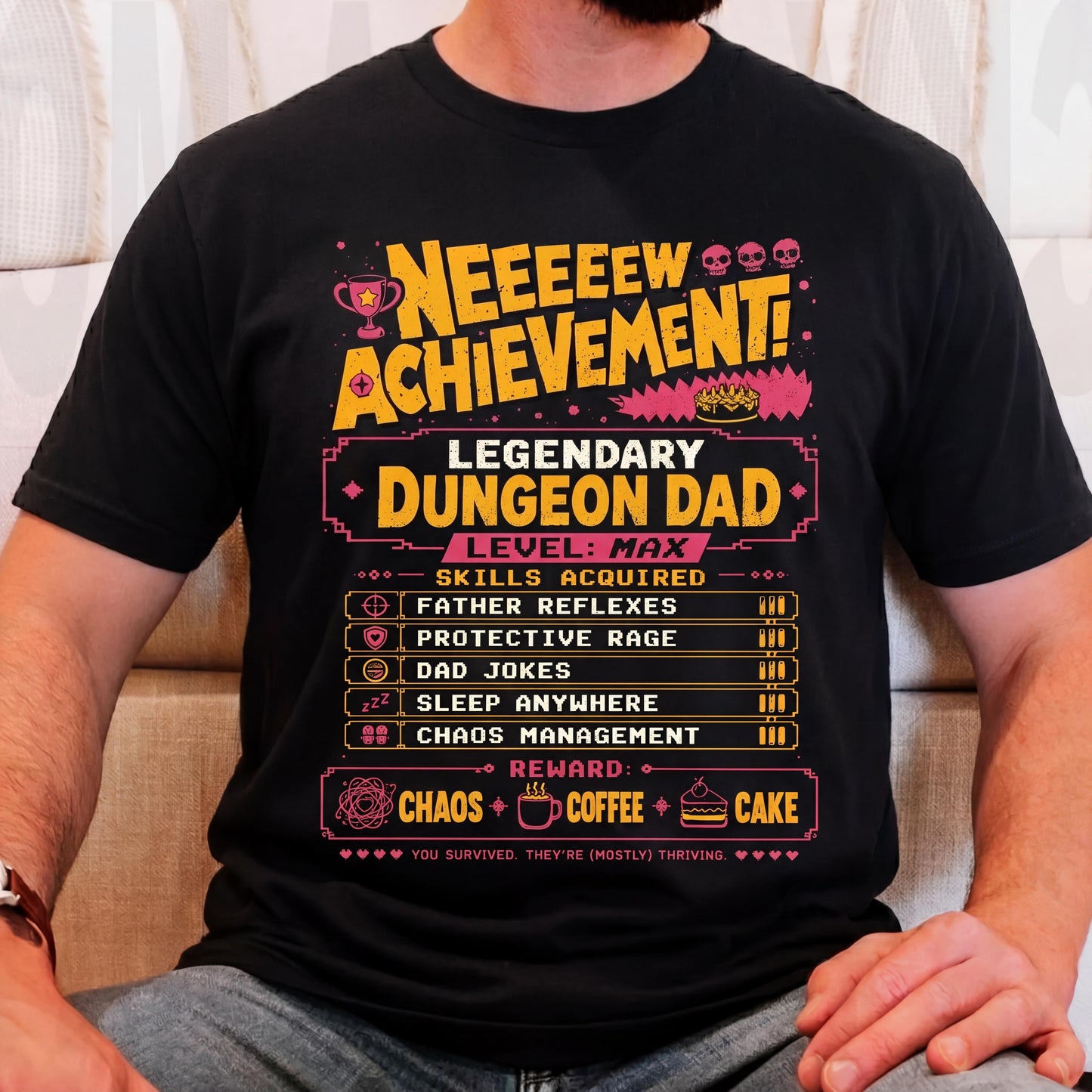 Comfort Colors Legendary Dungeon Dad Shirt, New Achievement Fathers Day Tee, Dungeon Crawler Carl DCC Fan Funny LitRPG Gamer Dad Gift