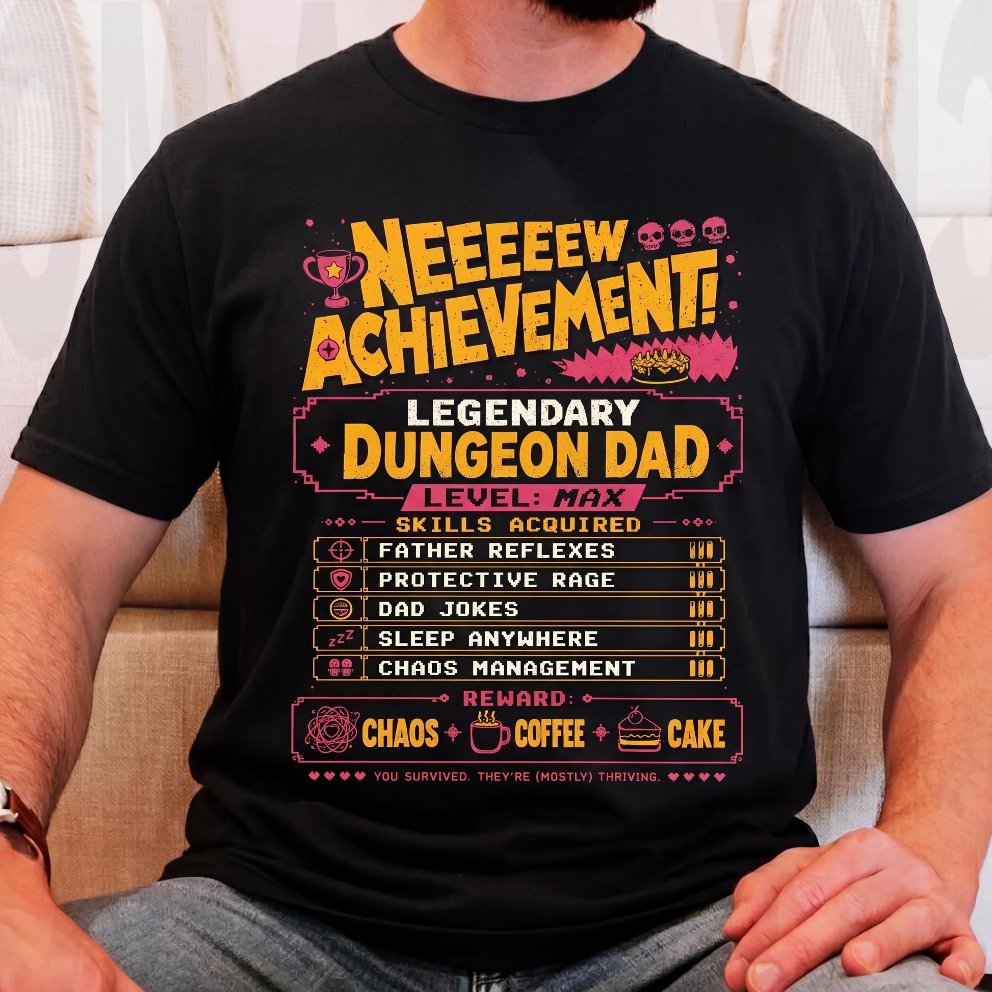 Comfort Colors Legendary Dungeon Dad Shirt, New Achievement Fathers Day Tee, Dungeon Crawler Carl DCC Fan Funny LitRPG Gamer Dad Gift