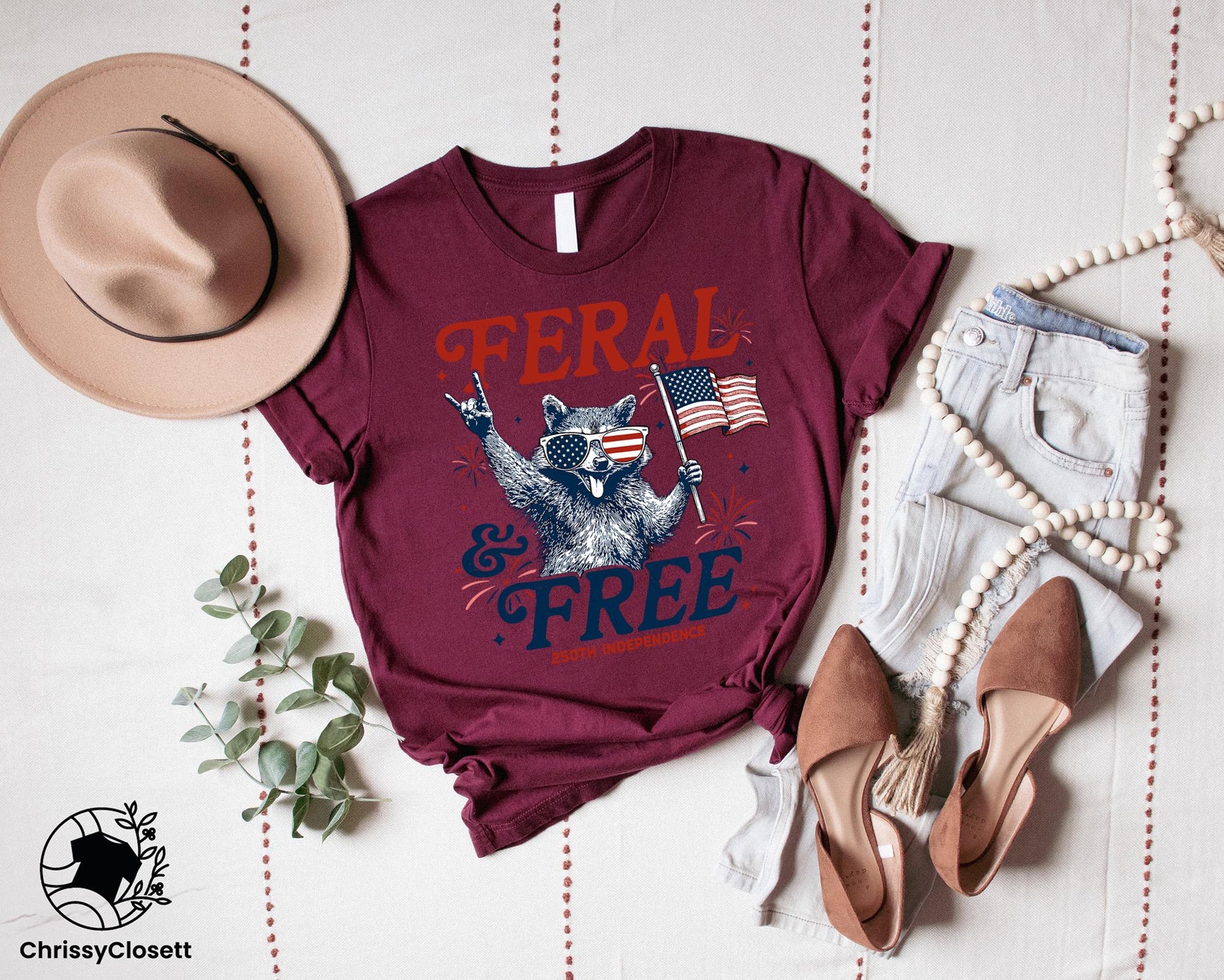 Feral and Free Raccoon T-shirt, 4th of July Independence Day Gift