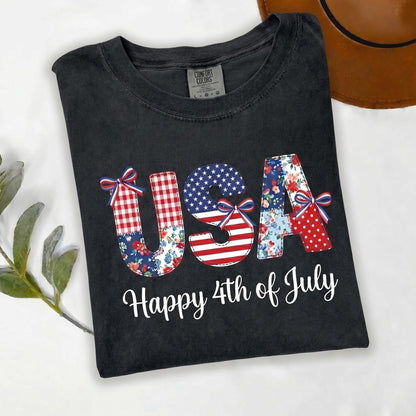 USA American Flag Shirt, 4th Of July Shirt, Independence Day Shirt,  FAUX Patchwork 250 Years Shirt, Print Only-Not a Patch