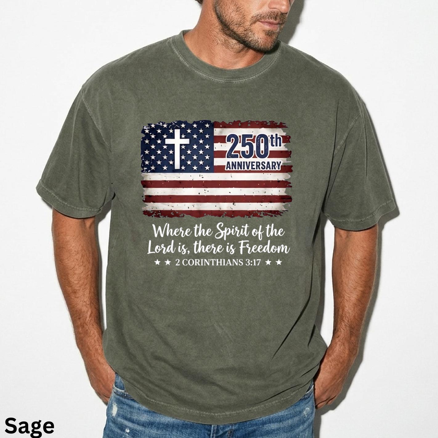 Freedom Christian America 250th Anniversary Shirt, Distressed Jesus 4th Of July Shirt, American Flag Shirt, Faith Bible Verse Tee