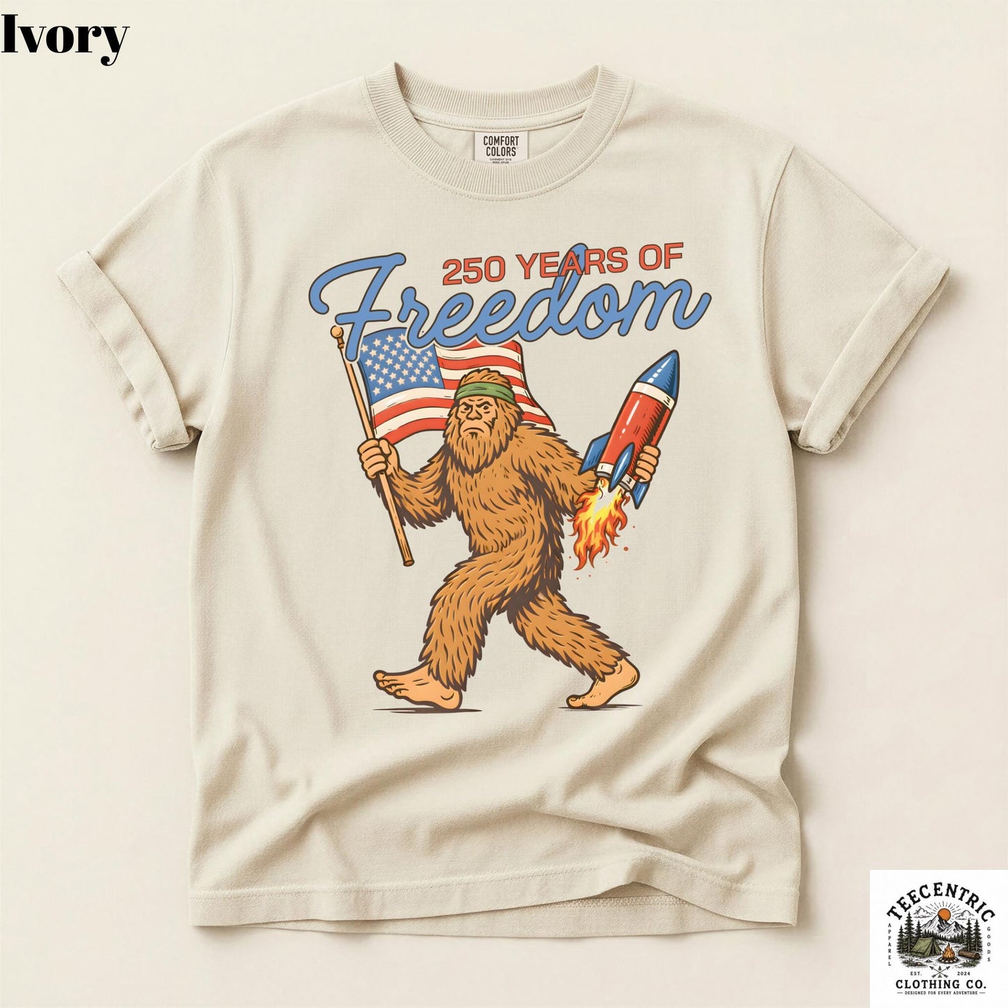 Bigfoot America 250 Shirt 250 Years of Freedom Tee Patriotic Sasquatch Shirt Funny 4th of July Shirt 1776 2026 USA Shirt