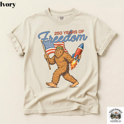 Bigfoot America 250 Shirt 250 Years of Freedom Tee Patriotic Sasquatch Shirt Funny 4th of July Shirt 1776 2026 USA Shirt