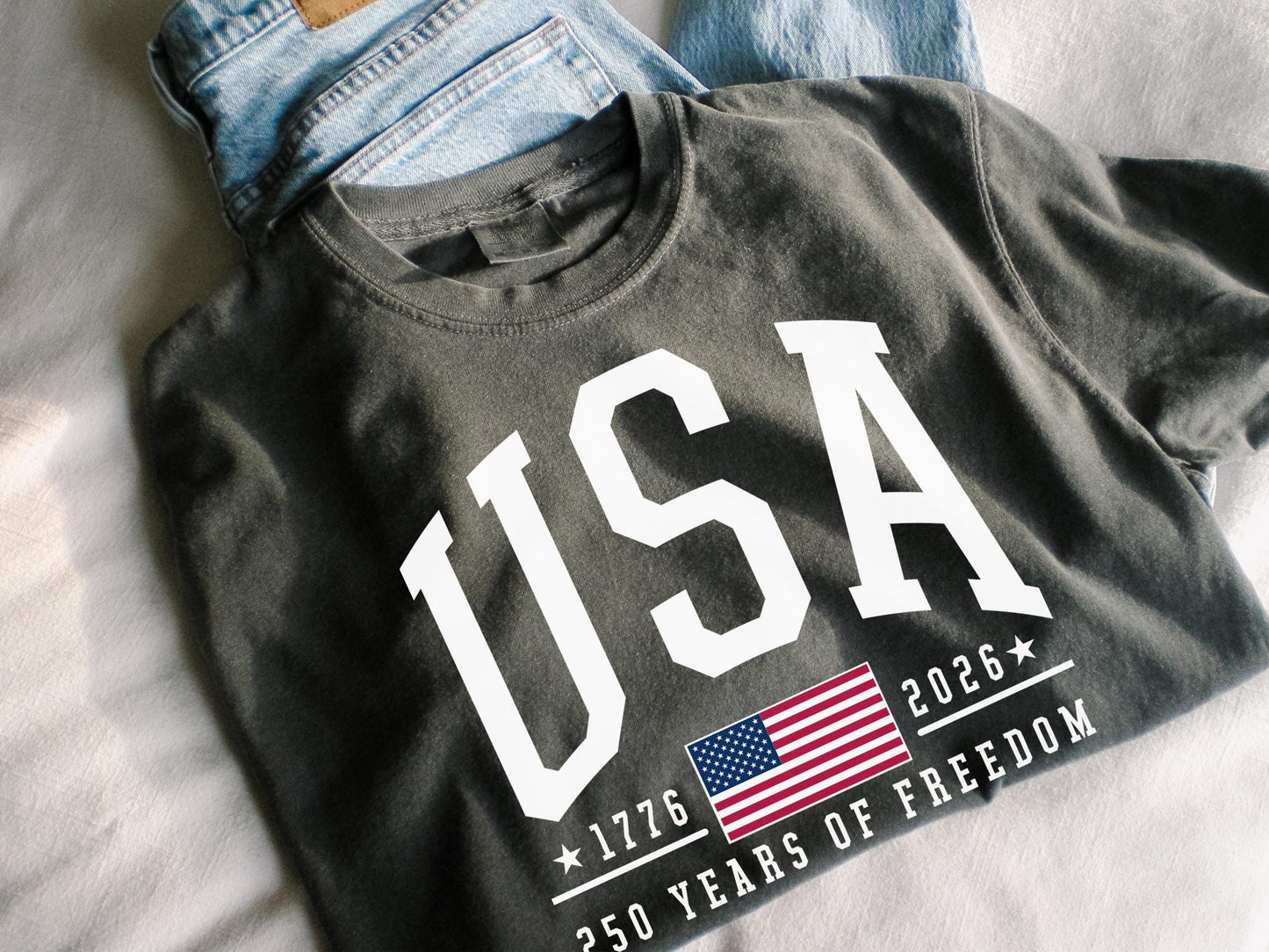 Comfort Colors® 250 Years of Freedom USA Shirt - 1776 -2026 American Flag - American Birthday - USA 250 Years of Freedom T-shirt - July 4th