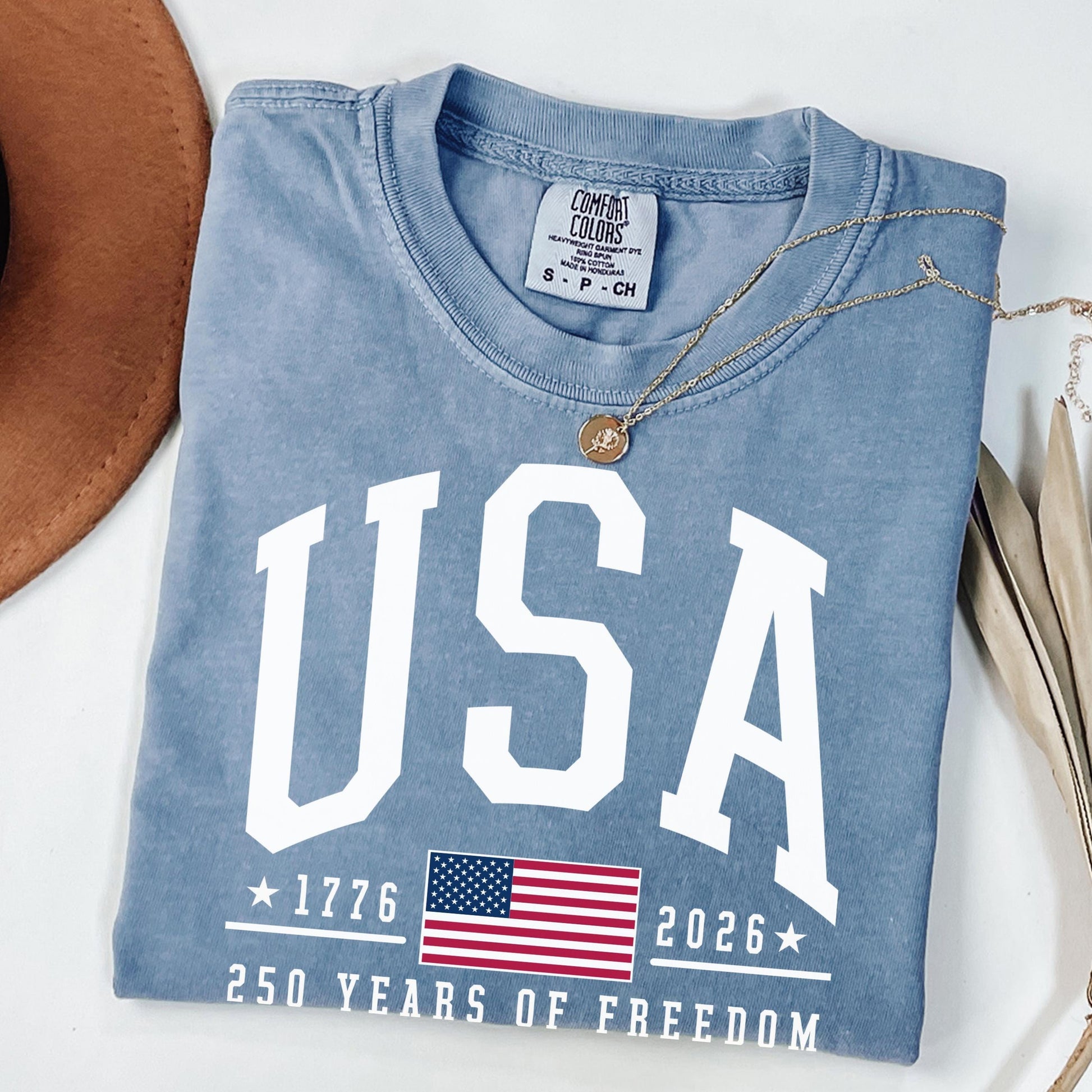 Comfort Colors® 250 Years of Freedom USA Shirt - 1776 -2026 American Flag - American Birthday - USA 250 Years of Freedom T-shirt - July 4th