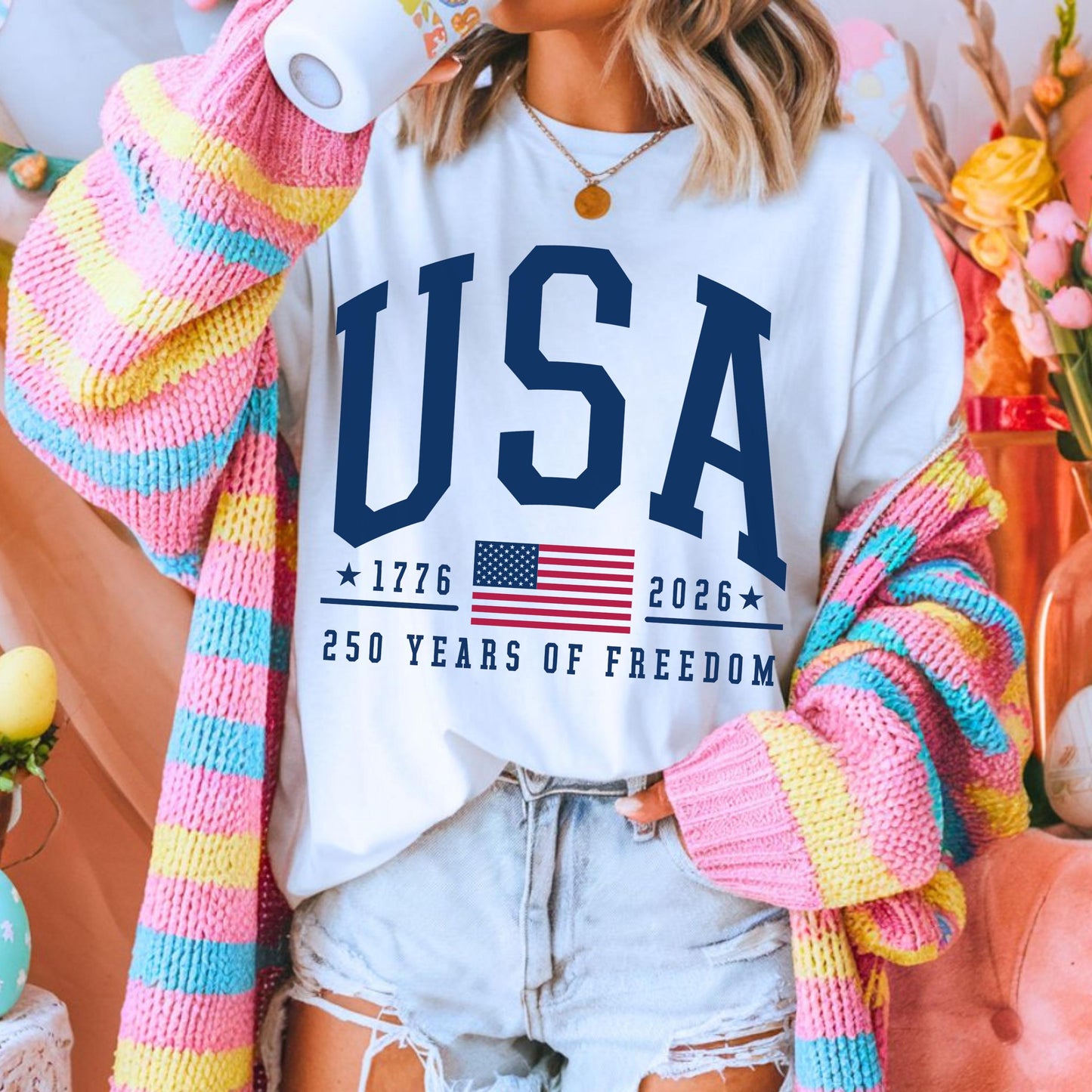 Comfort Colors® 250 Years of Freedom USA Shirt - 1776 -2026 American Flag - American Birthday - USA 250 Years of Freedom T-shirt - July 4th