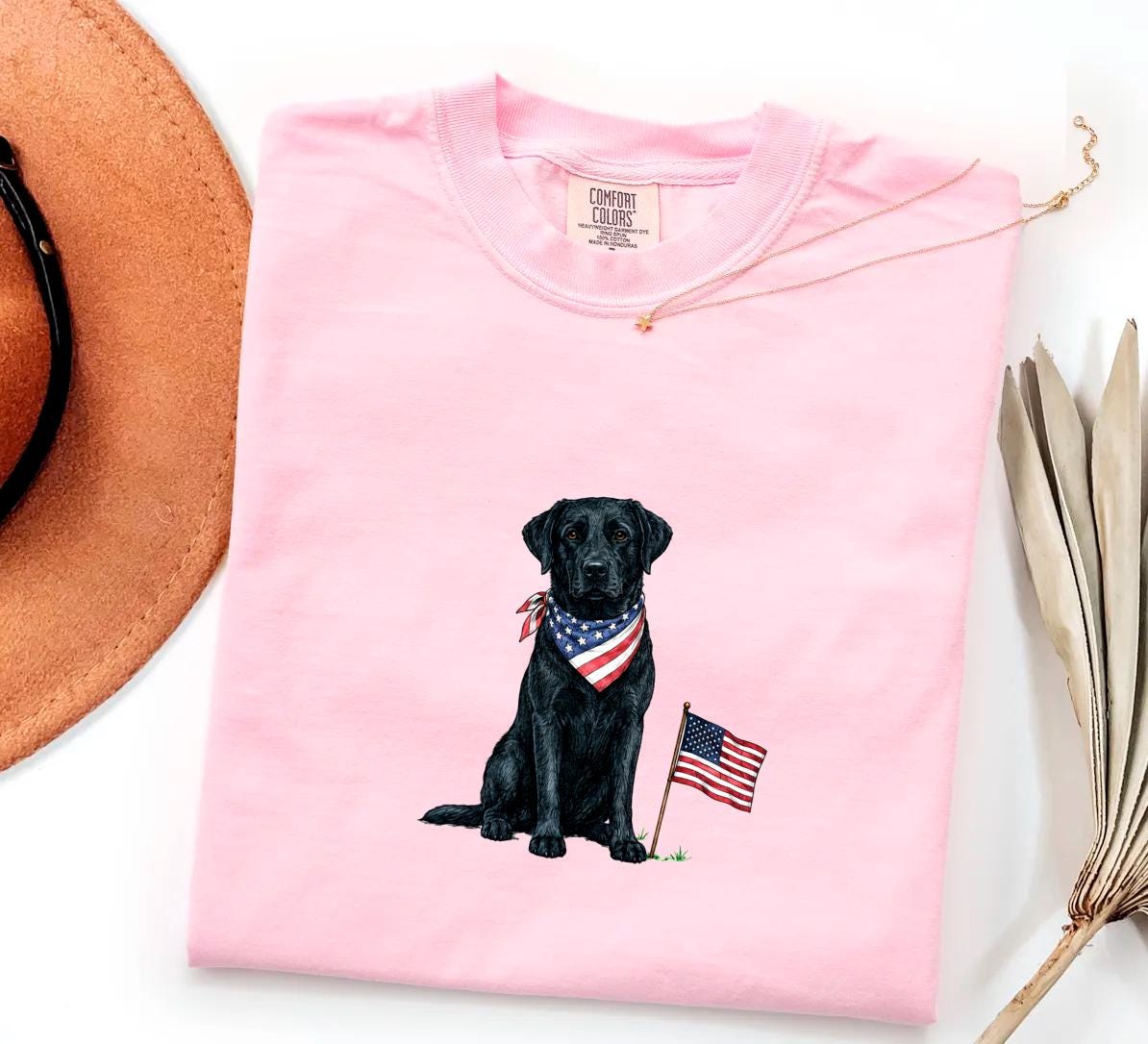 Black Labrador American Flag Shirt, Patriotic Dog Tee, Comfort Colors Black Labrador T-Shirt, USA 250 Dog Shirt, Fourth of July Gift