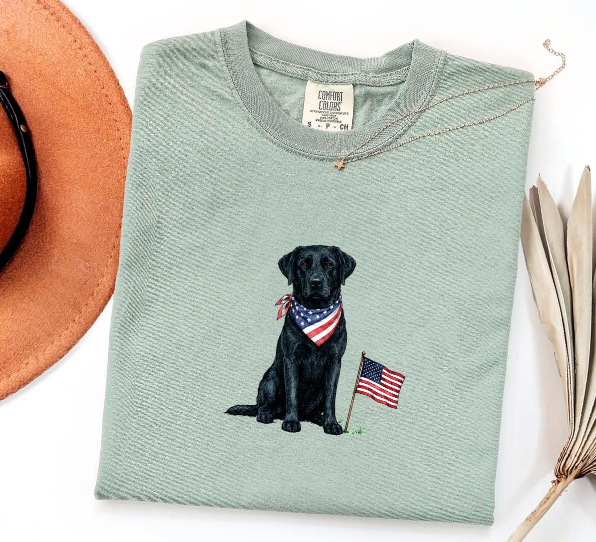 Black Labrador American Flag Shirt, Patriotic Dog Tee, Comfort Colors Black Labrador T-Shirt, USA 250 Dog Shirt, Fourth of July Gift