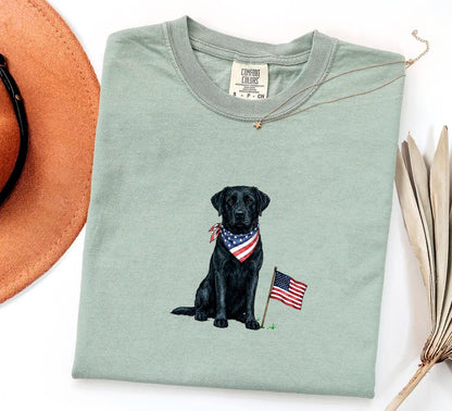 Black Labrador American Flag Shirt, Patriotic Dog Tee, Comfort Colors Black Labrador T-Shirt, USA 250 Dog Shirt, Fourth of July Gift