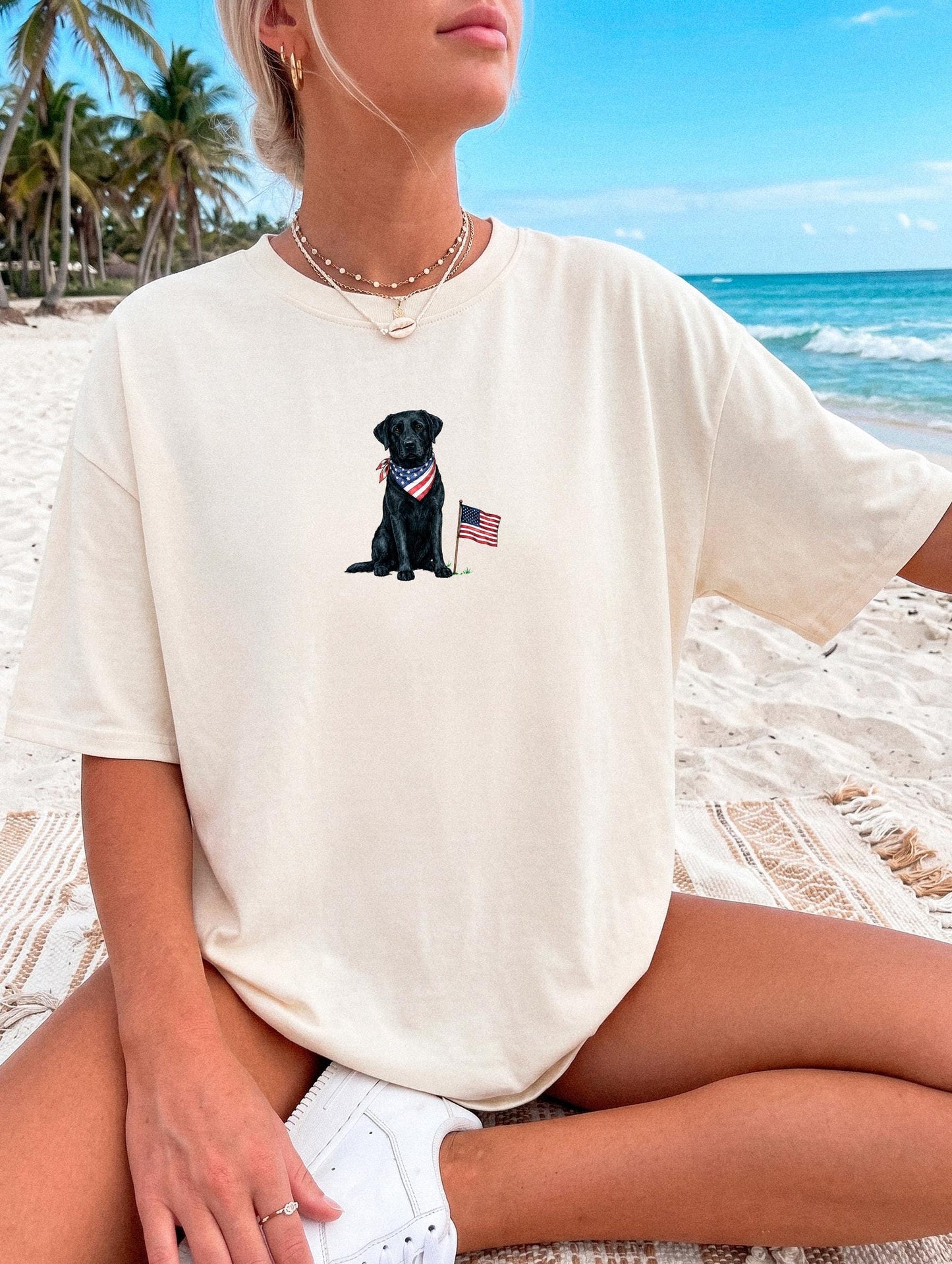 Black Labrador American Flag Shirt, Patriotic Dog Tee, Comfort Colors Black Labrador T-Shirt, USA 250 Dog Shirt, Fourth of July Gift