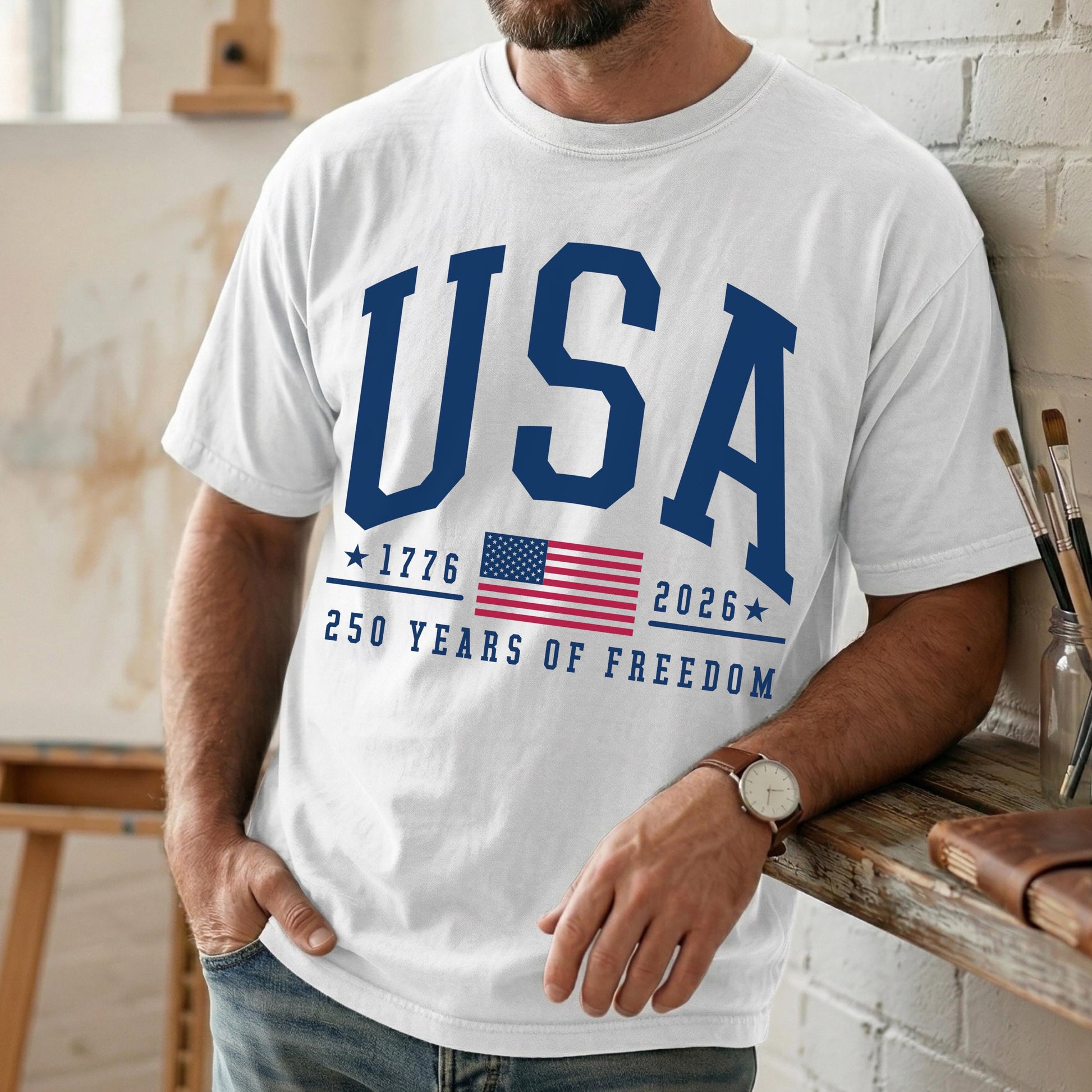 Comfort Colors® 250 Years of Freedom USA Shirt - 1776 -2026 American Flag - American Birthday - USA 250 Years of Freedom T-shirt - July 4th