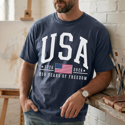 Comfort Colors® 250 Years of Freedom USA Shirt - 1776 -2026 American Flag - American Birthday - USA 250 Years of Freedom T-shirt - July 4th