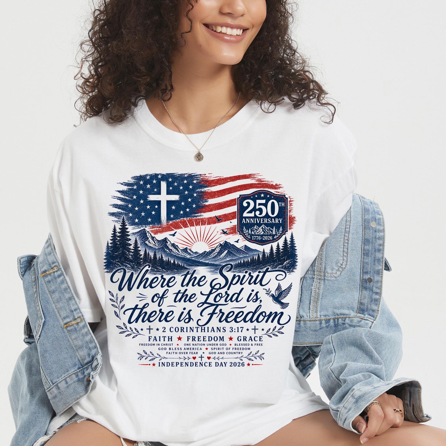 Where the Spirit of the Lord Is Freedom Shirt, American Flag Cross 250th Tee, Comfort Colors® Christian USA T-Shirt